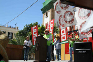 El máximo dirigente de UGT,Ángel Serrano Gómez ofreció un discurso en una Plaza Alta abarrotada de público