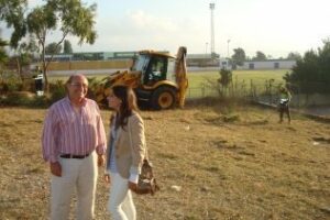 Trabajos de preparación de las pistas de skate del Polígono del Rosario