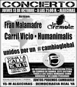 El 15-M organiza hoy jueves un concierto para promover la campaña Unidos por un cambio global"