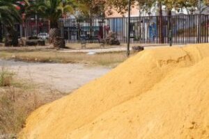 Comienzan las labores para reponer el albero del campo de fútbol de San García y de los de petanca del Saladillo
