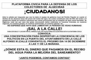 Mañana concentración "para despertar la conciencia de los políticos" frente al Ayuntamiento de Algeciras