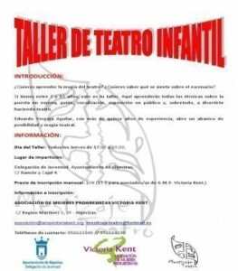 Abierto plazo de inscripción para el taller de teatro infantil organizado por AMP "Victoria Kent"