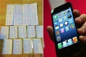 ABSURDAS: Roba un iPhone y envía a su dueño una lista manuscrita de sus mil contactos