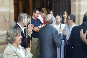 Hermenegildo González en los actos de despedida de la hermandad del Rocio de Algeciras