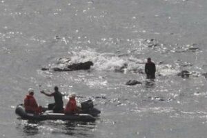 Rescatan al inmigrante que se había subido a una piedra en el mar en Tarifa