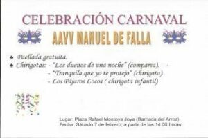La AAVV Manuel de Falla celebra el carnaval con paellada gratis