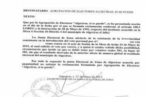 Un interventor del PP en Algeciras votó dos veces