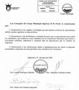 Los concejales de ASSP renuncian desde hoy a sus "privilegios" y ampliarán la moción