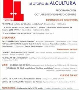 Programa de Alcultura para el otoño 2016: Cine, Yoga, Exposicones, Teatro, Literatura...
