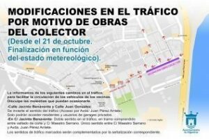El Ayuntamiento informa de las modificaciones en el tráfico por la limpieza del cajón de recogida de pluviales de Jacinto Benavente