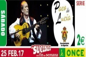 280.000 euros del sueldazo del cupón de Paco de Lucía de la ONCE se quedan en la provincia