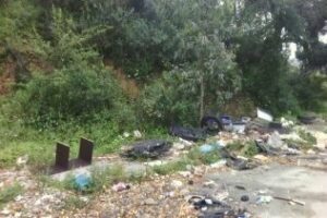 Residentes de la calle Emilia Danero El Cobre desbrozan de maleza la zona