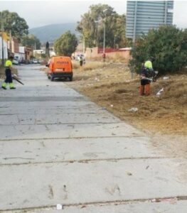 Continúan los trabajos de limpieza y desbrozamiento en la zona de la Avenida Agua Marina y Pajarete