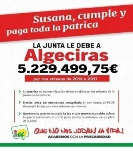 IU reclama a la Junta de Andalucía la participación de los tributos que debe a Algeciras