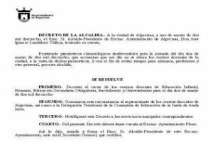 El alcalde decreta la suspensión de las clases en los centros educativos de Algeciras