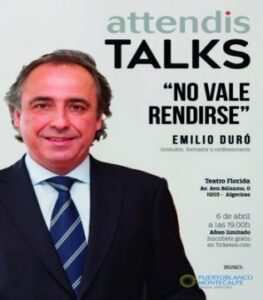 Emilio Duró pronunciará la conferencia No vale rendirse" este viernes