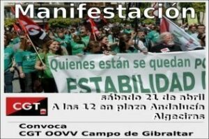 CGT convoca una manifestación en Algeciras en apoyo a la estabilidad del profesorado interino de Andalucía