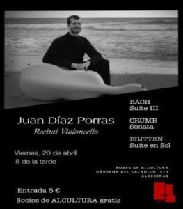 Juan Díaz Porras ofrece este viernes un recital de violoncello en AlCultura