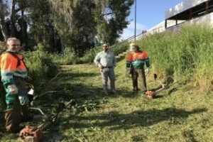 Realizan trabajos de desbroce en la parcela situada frente a la Comisaría de la Policía Nacional