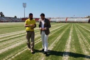 Trabajos de mejoras del césped del Estadio Municipal Nuevo Mirador