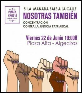 Marea Violeta convoca una concentración de protesta por la puesta en libertad de la manada
