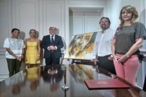 El pintor Pepe Barroso cede a la ciudad su cuadro Entre dos aguas, dedicado a Paco de Lucía