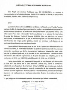 "Entre todos Algeciras" denuncia al alcalde ante la Junta Electoral por presentar dos microbuses en plena campaña electoral