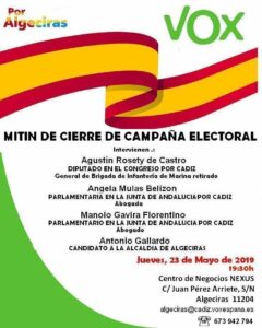 VOX cierra campaña en Algeciras con un mitin en Nexus