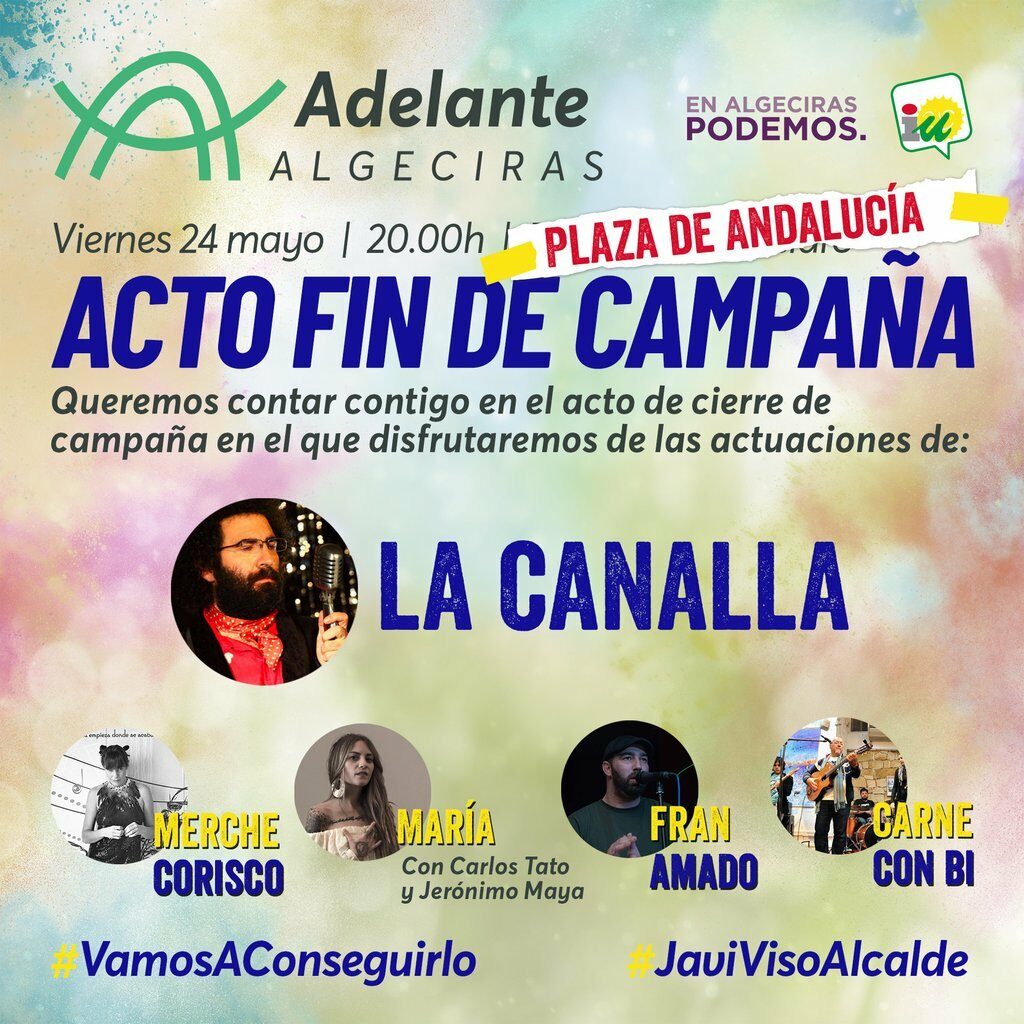 Adelante Algeciras cerrará la campaña con un acto público este viernes en la Plaza Andalucía