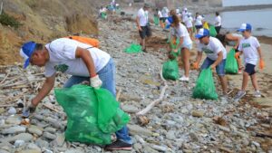 Trabajadores de APM realizan una jornada de limpieza de playas con motivo del Go Green