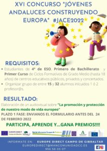 Mancomunidad abre el plazo para participar en el concurso Jóvenes andaluces construyendo Europa. #JACE2022"